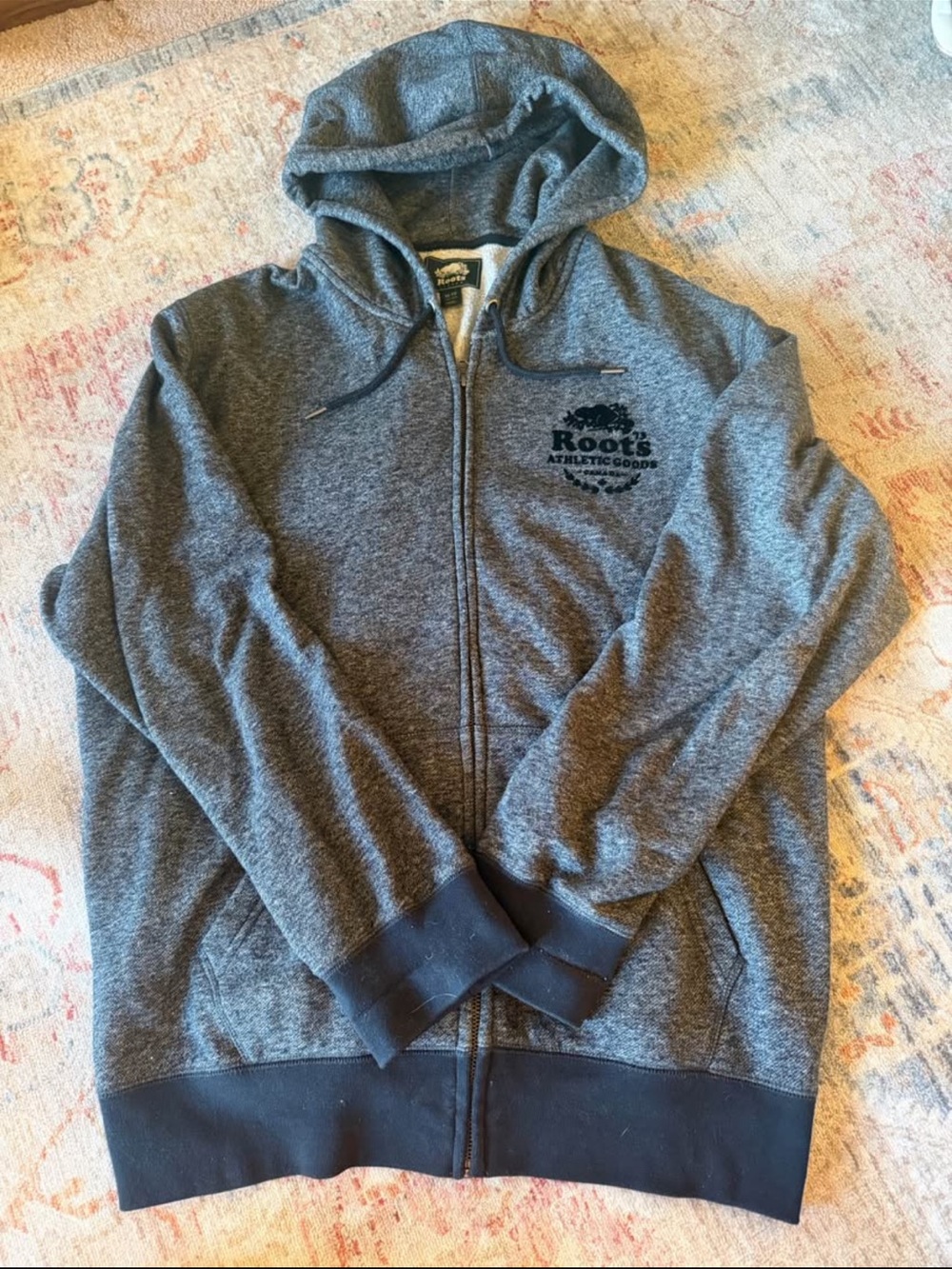 Roots Heather Gray Full-Zip Hoodie with Logo